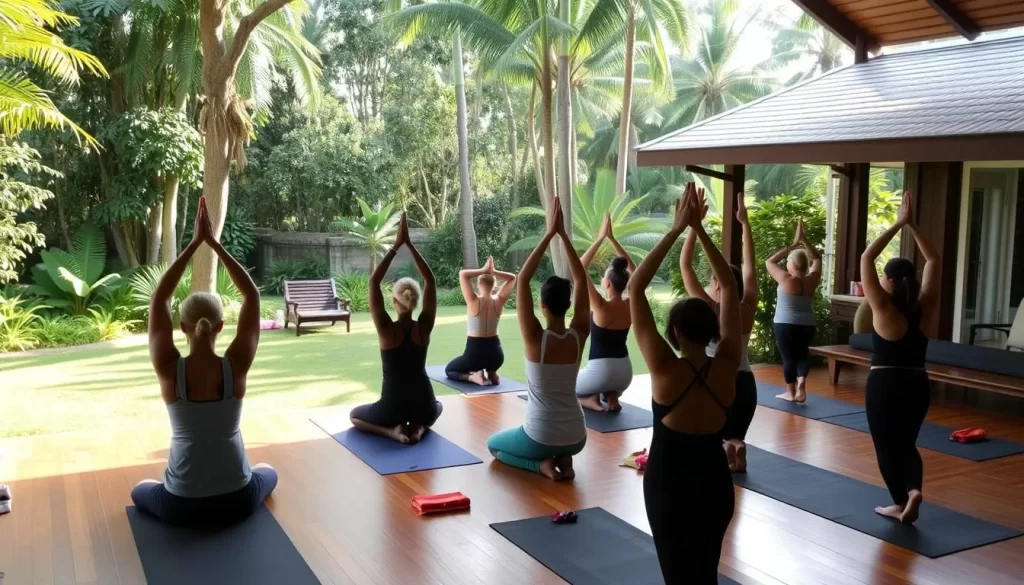 Image of a yoga class in a Phuket wellness center