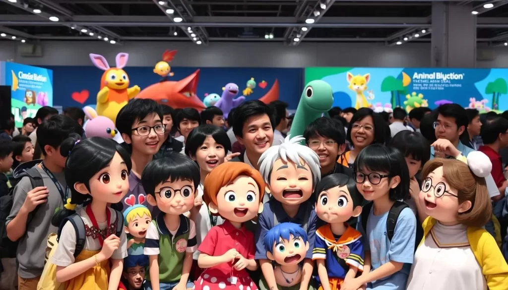 Image of animated characters and creators at the Chuncheon International Animation Festival