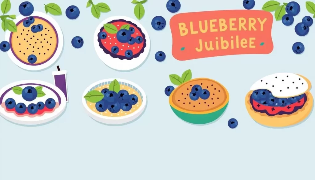 Image of blueberry-themed foods and activities at the Blueberry Jubilee