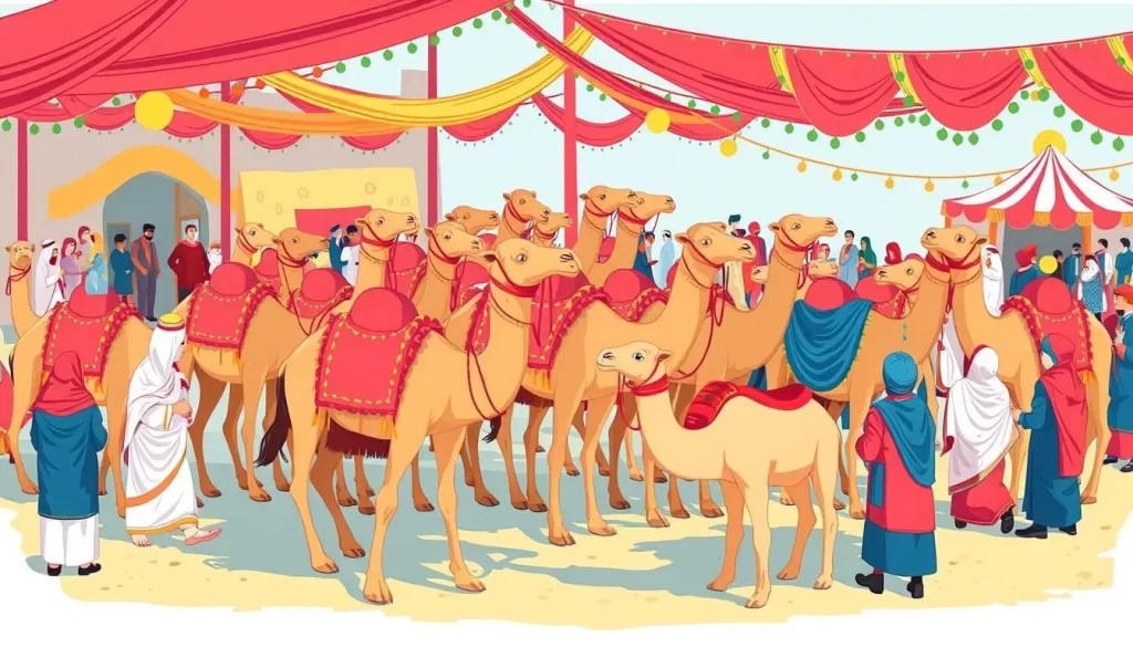 Image of camels gathered at the Thousand Camel Festival