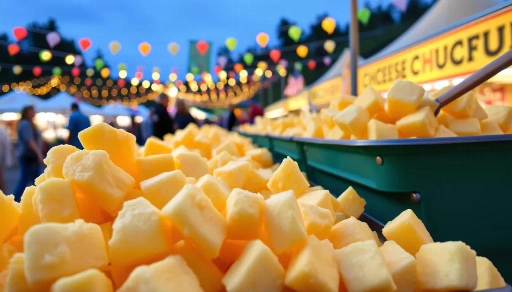 Image of cheese curds being served at the Ellsworth Cheese Curd Festival.