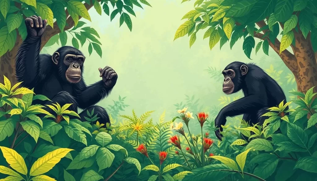 Image of chimpanzees in their natural habitat on Rubondo Island