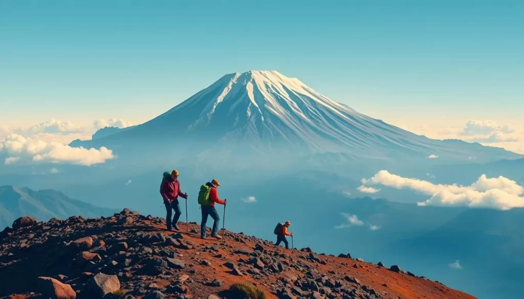 Image of climbers ascending Mount Kilimanjaro via the Machame route