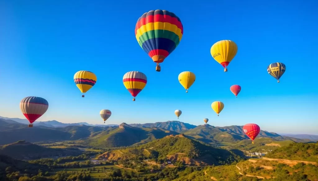 Image of colorful hot air balloons over Luye Highland