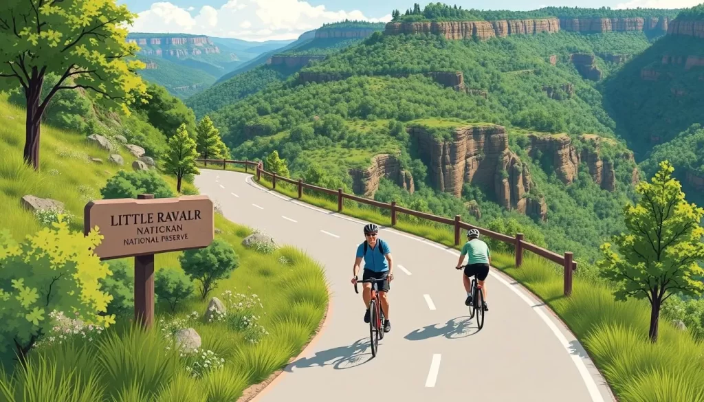 Image of cyclists riding along the scenic drive of Little River Canyon National Preserve