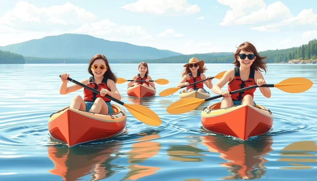 Image of families enjoying kayaking on Malta Lake