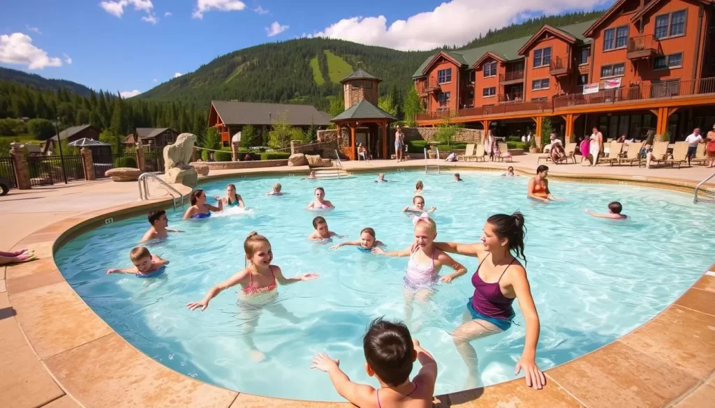 Image of families enjoying the Split Rock Pools at Snowshoe Mountain Resort
