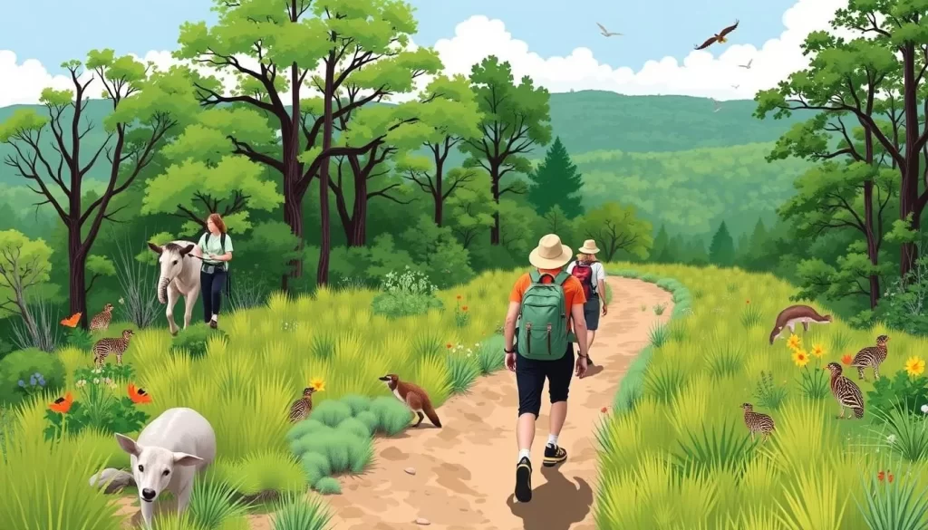 Image of hikers on a trail at Francis C. Carter Memorial Preserve