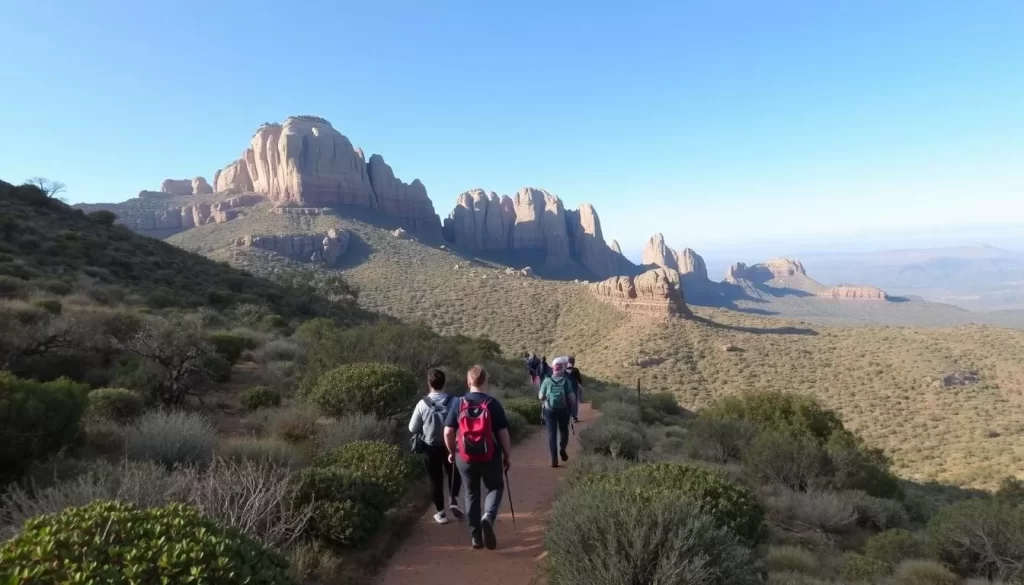 Image of hikers on the Black Eagle Trail in Mountain Zebra National Park
