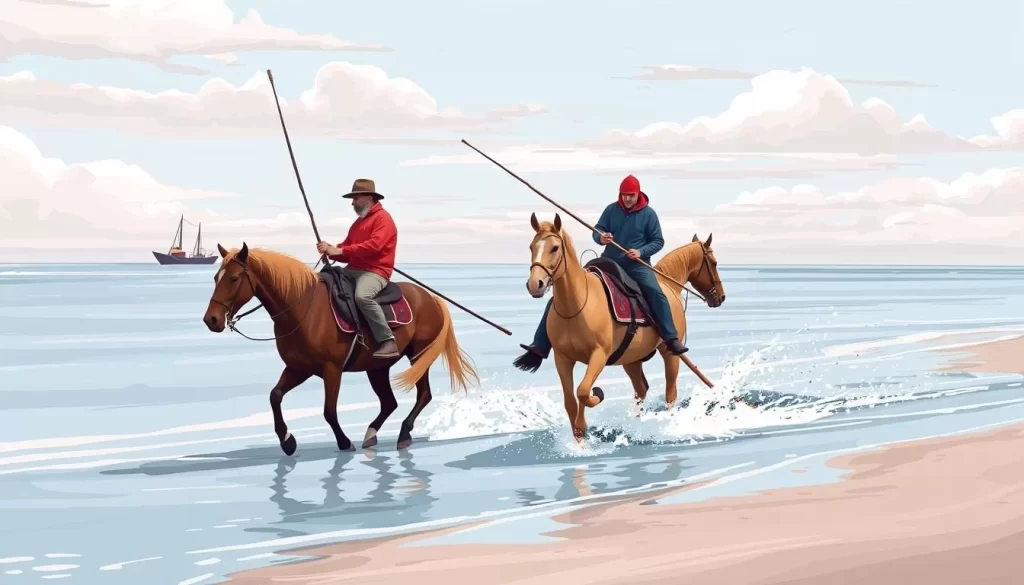 Image of horseback shrimp fishing in Oostduinkerke, Belgium