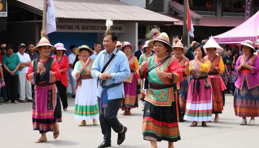 Image of indigenous people in Pingtung County, Taiwan, participating in a cultural event.