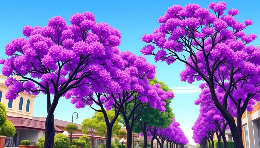 Image of jacaranda trees lining a street in Kirribilli