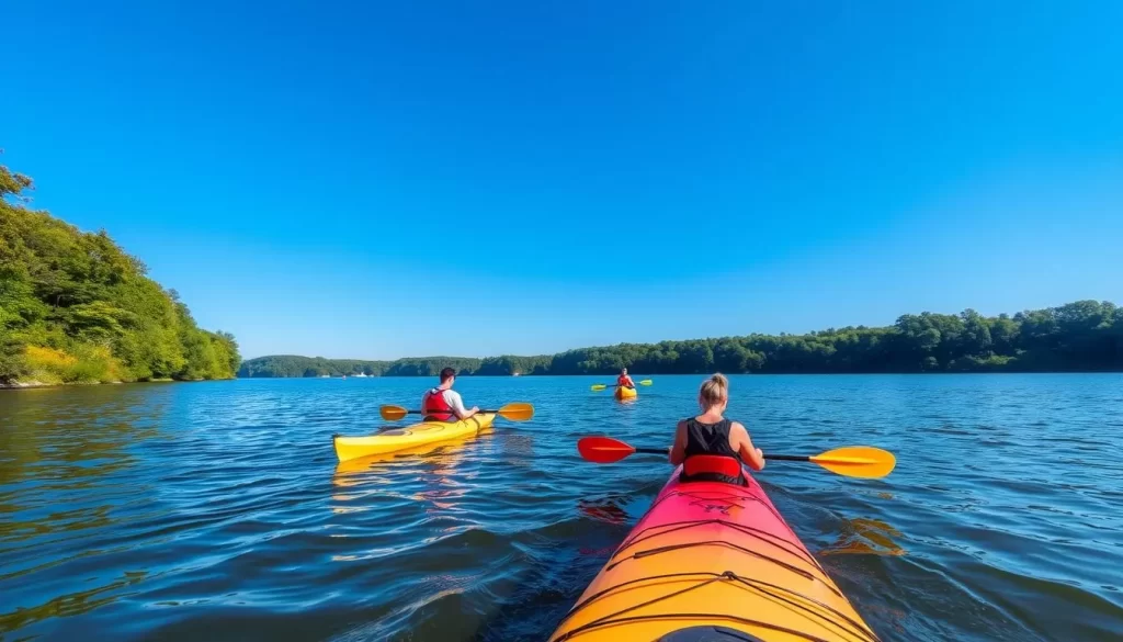 Image of kayakers paddling on the Delaware River