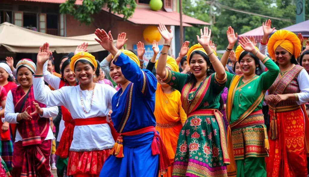 Image of people celebrating Chapchar Kut with traditional dances and colorful costumes
