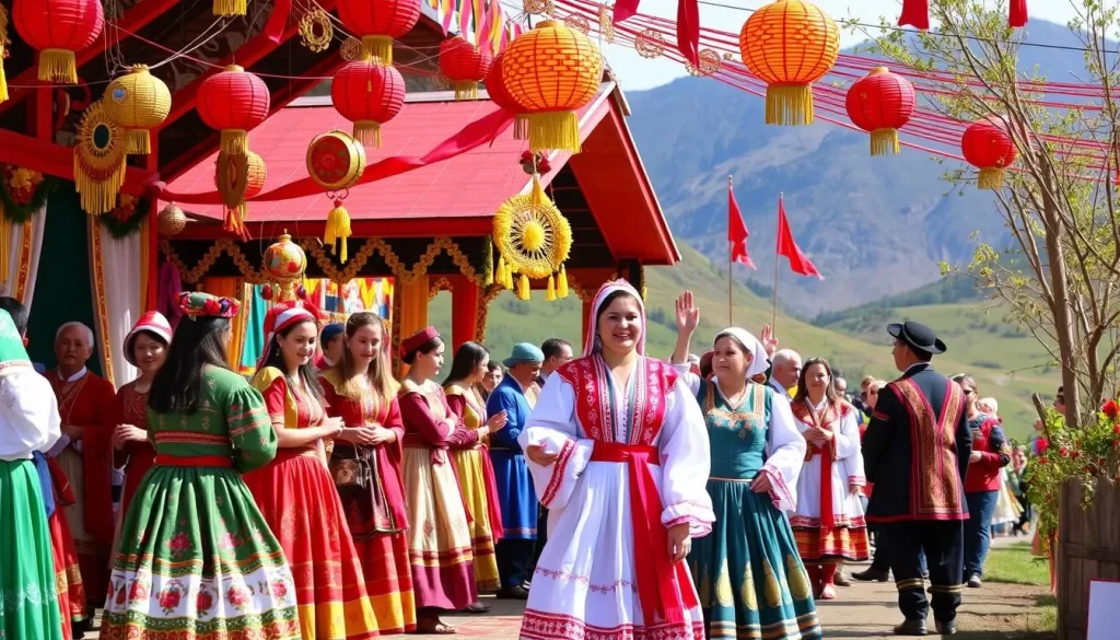 Image of people celebrating Nauryz Meyrami in Kazakhstan