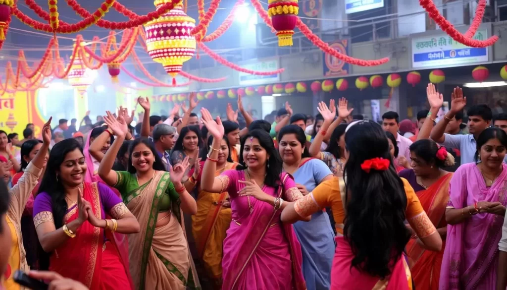 Image of people dancing during Navratri in Delhi