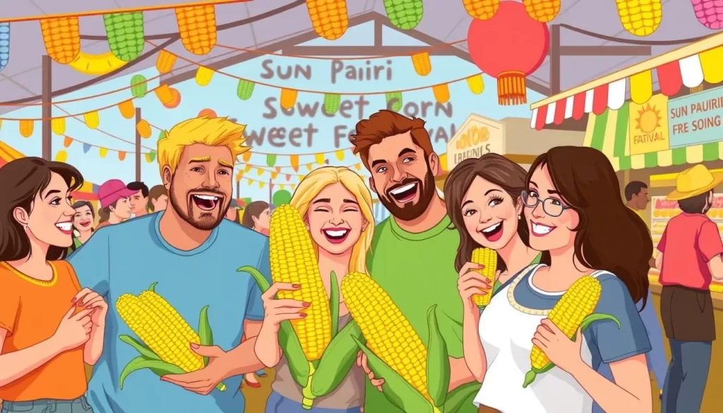 Image of people enjoying sweet corn at the Sun Prairie Sweet Corn Festival.