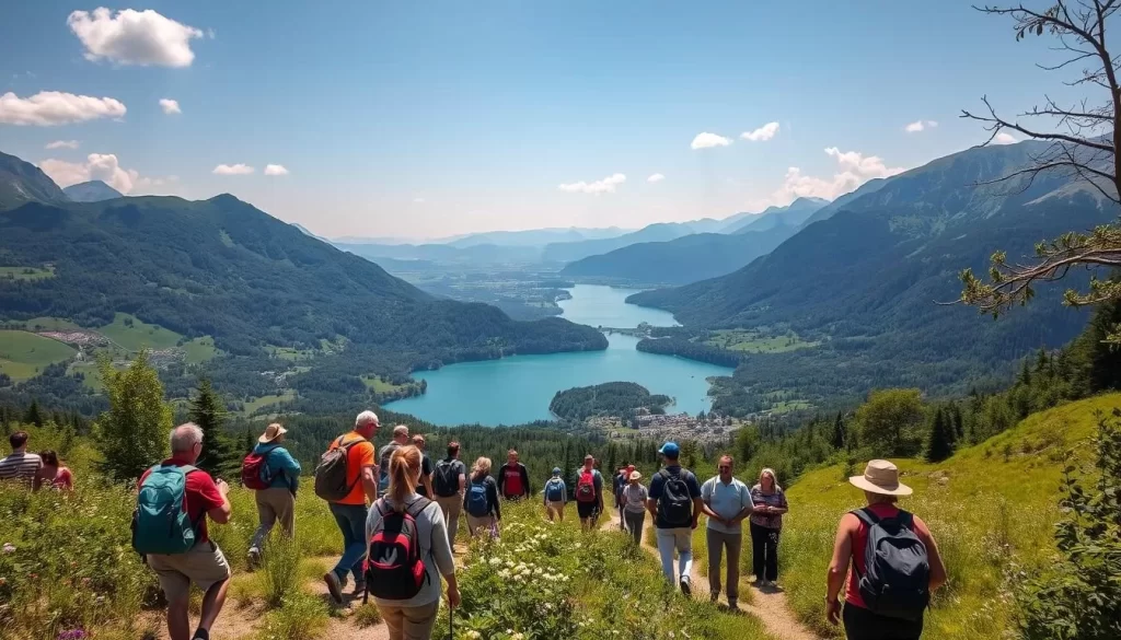 Image of people hiking in the Salzkammergut region during summer