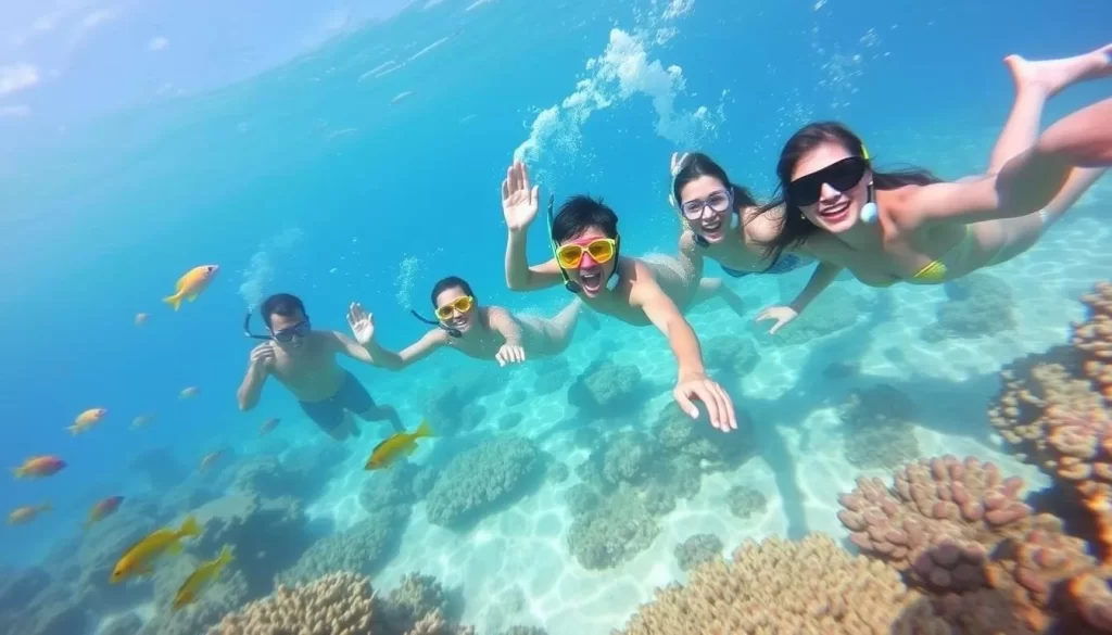 Image of people snorkeling in the clear waters of Pangkor Island