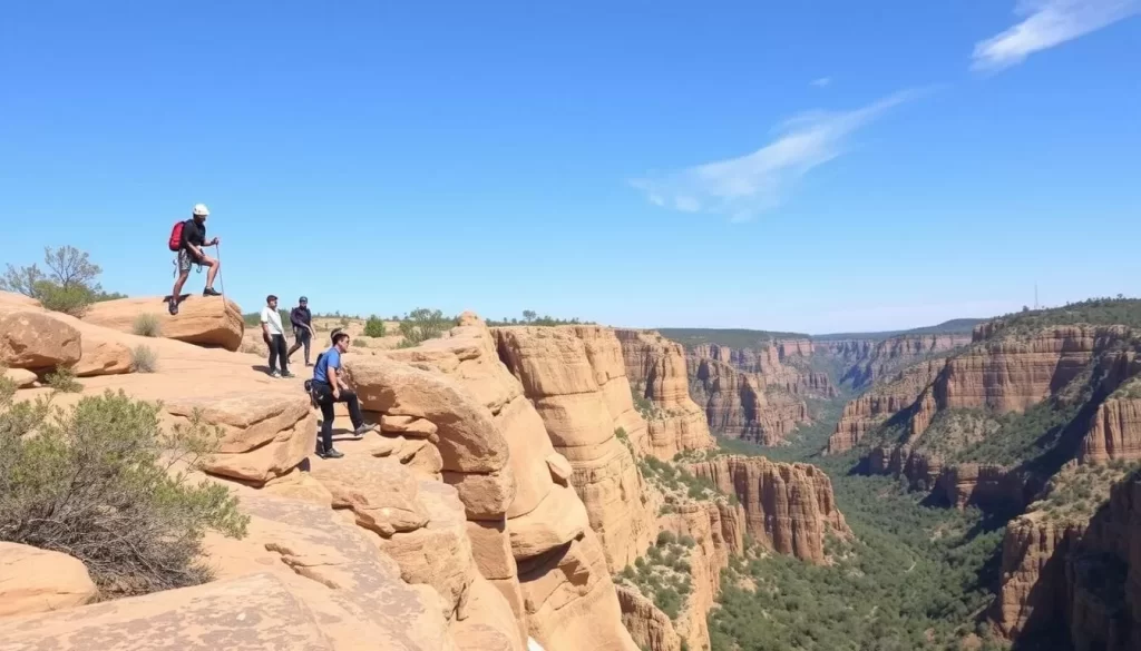 Image of rock climbers scaling the sandstone cliffs at Little River Canyon National Preserve