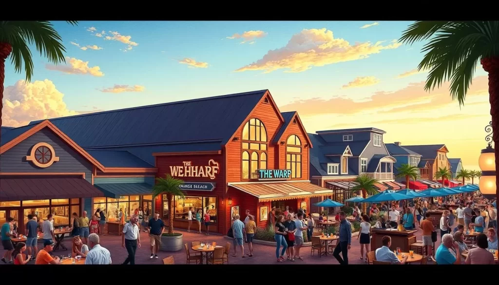 Image of shopping and dining options at The Wharf Orange Beach