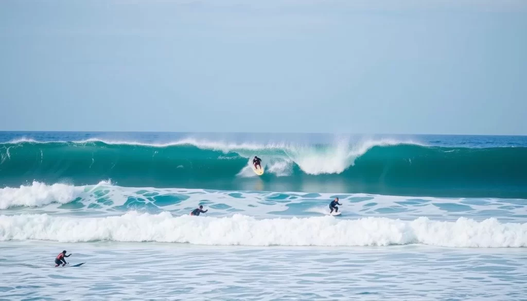 Image of surfers riding waves at Jinzun Harbor