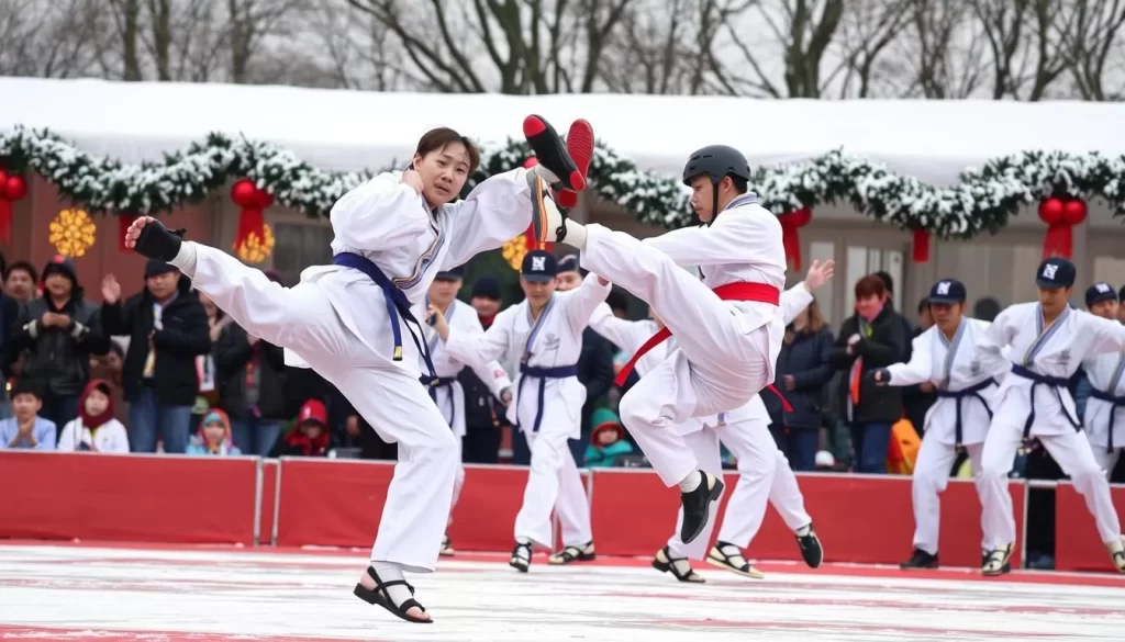 Image of taekwondo demonstrations at the Muju Taekwondowon Winter Festival