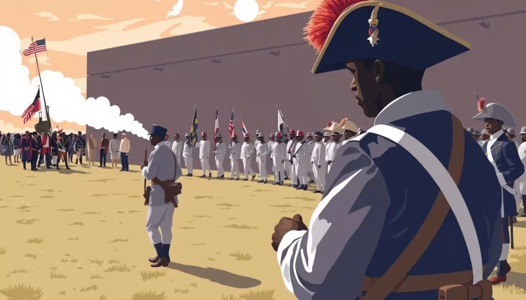 Image of the African Landing Day Commemoration at Fort Monroe, showing historical reenactments