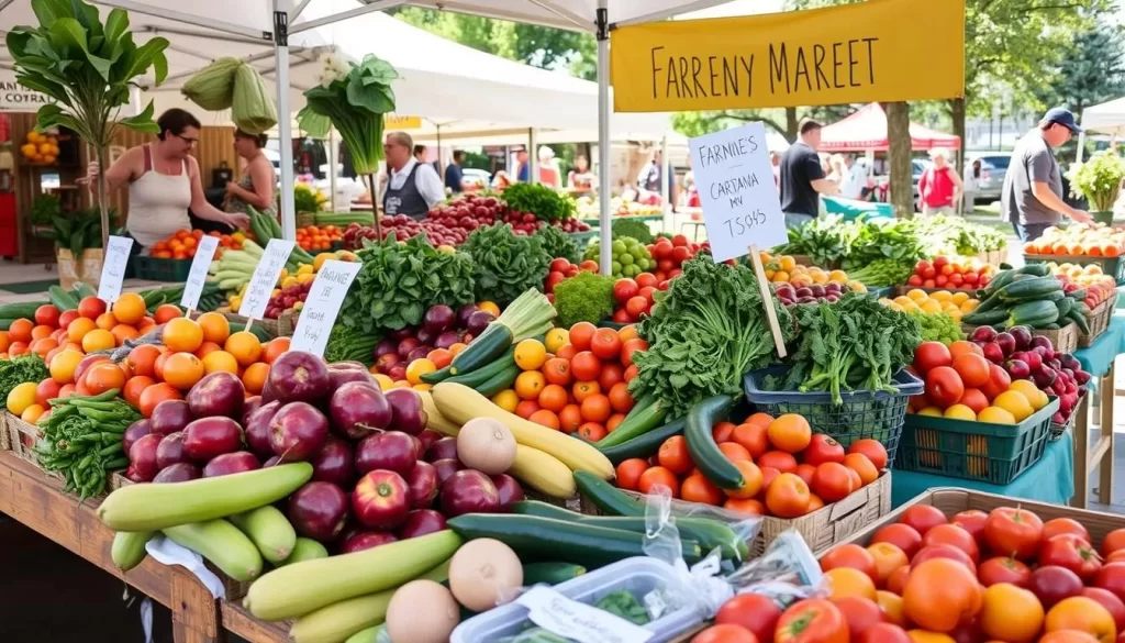 Image of the Ankeny Farmers' Market with fresh produce on display