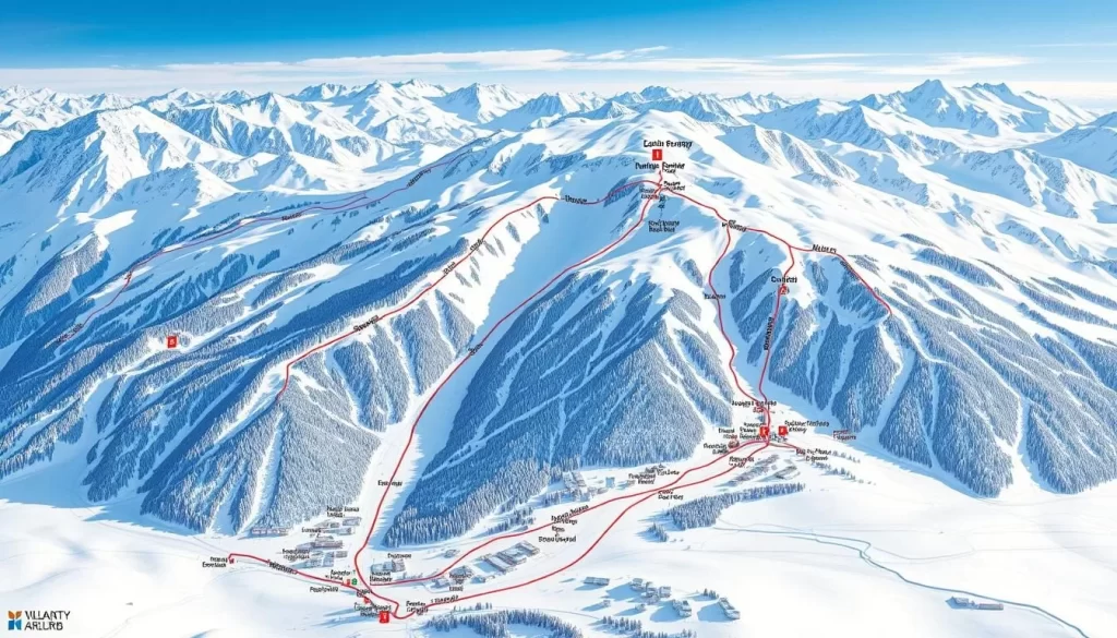 Image of the Arlberg region's ski resorts map
