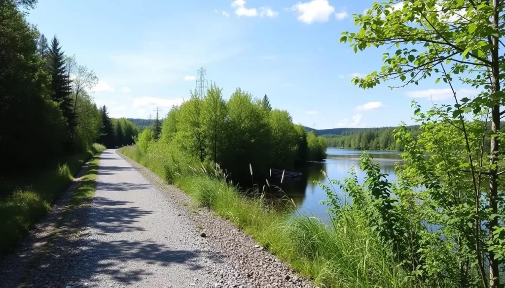 Image of the Belfast Rail Trail along the Passagassawakeag River