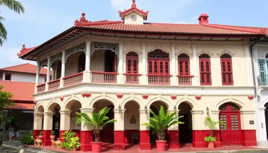 Image of the Blue Elephant Cooking School's historic Sino-Portuguese mansion in Phuket Town.