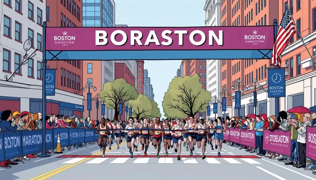 Image of the Boston Marathon finish line on Boylston Street