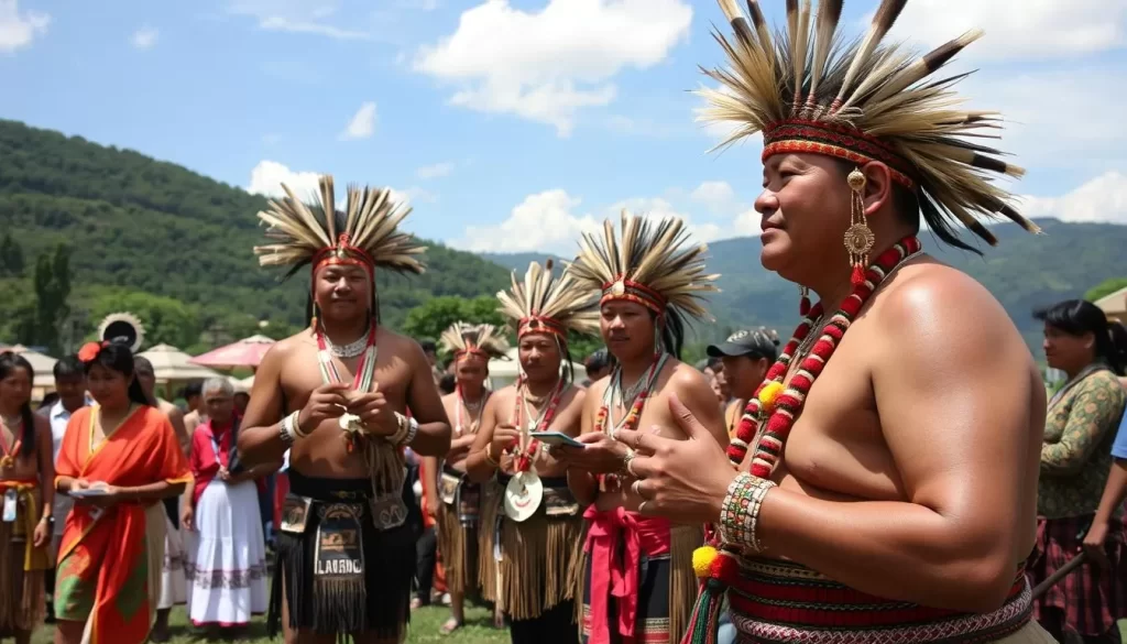 Image of the Bunun Tribe performing the Ear-Shooting Festival