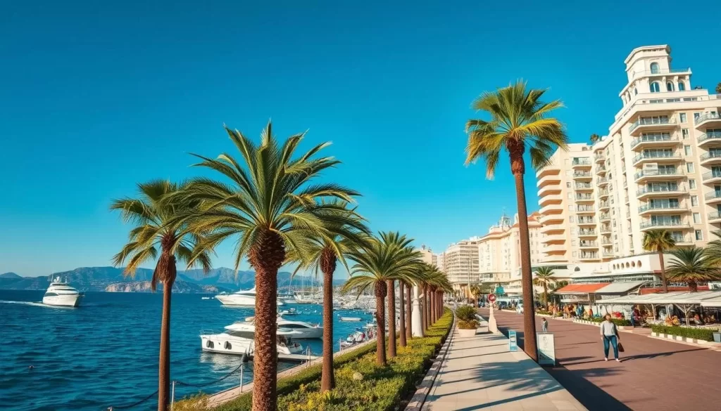 Image of the Cannes waterfront and the Croisette