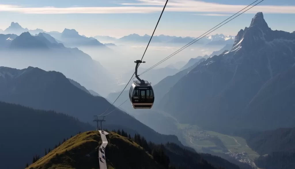 Image of the Dachstein Krippenstein cable car ascending to the summit station