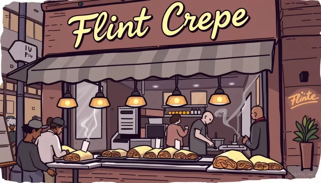Image of the Flint Crepe Company in downtown Flint, serving a variety of crepes.