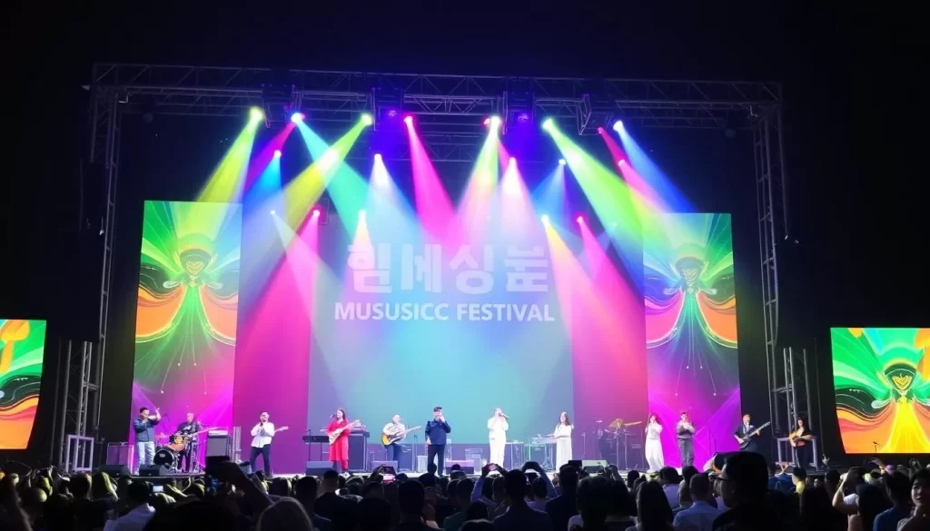 Image of the Gangwon International Music Festival stage with performers