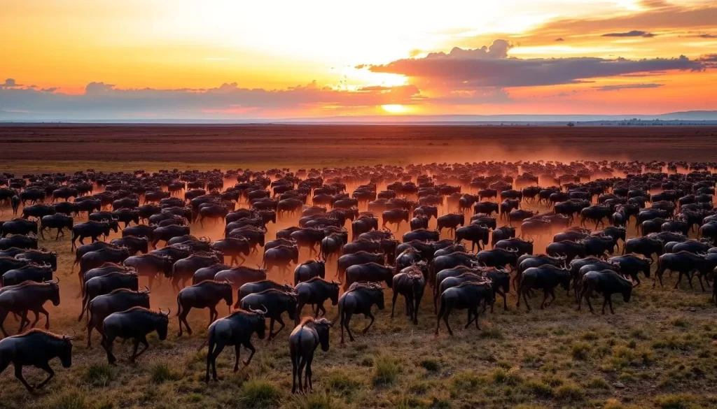 Image of the Great Wildebeest Migration in Serengeti National Park