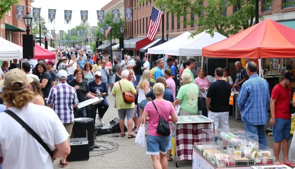 Image of the Henry Street Heritage Festival in Roanoke, showcasing live music and local vendors