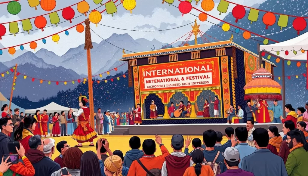 Image of the International Himalayan Festival in McLeodganj, showcasing vibrant cultural performances and Tibetan influences.