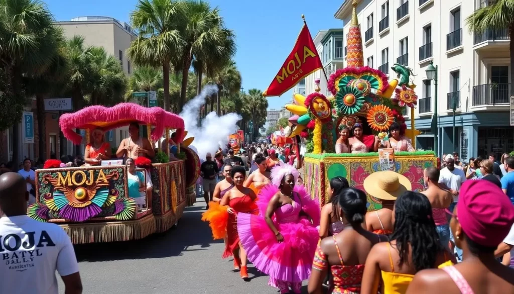 Image of the MOJA Arts Festival street parade in Charleston