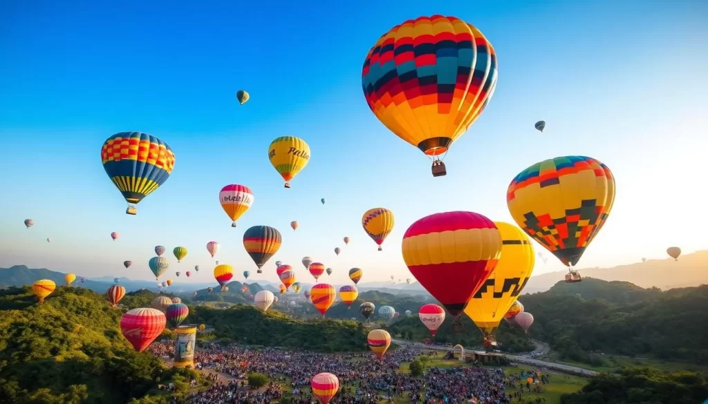 Image of the Miaoli International Balloon Festival with hot air balloons in the sky