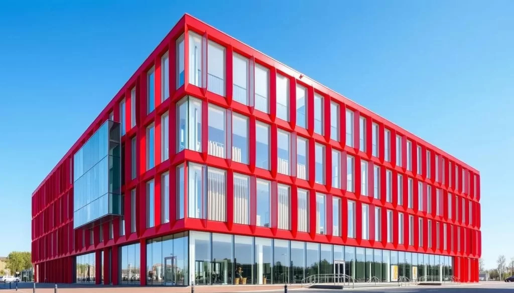 Image of the Museum aan de Stroom's striking red and glass façade