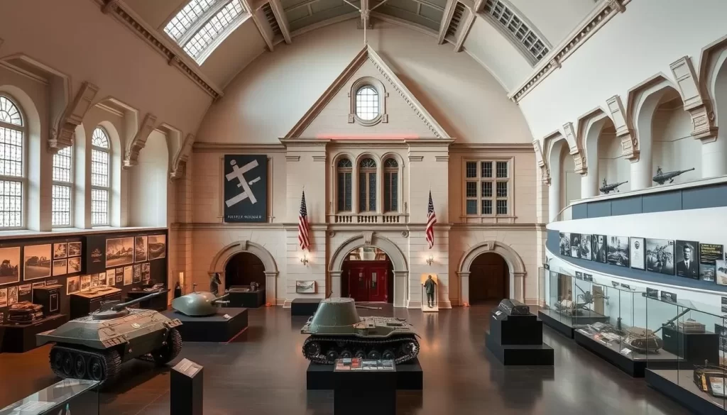 Image of the National Museum of Military History in Diekirch, Luxembourg, showcasing its extensive exhibits on World War II.