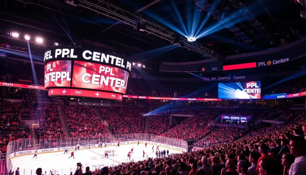 Image of the PPL Center with a hockey game or concert in progress