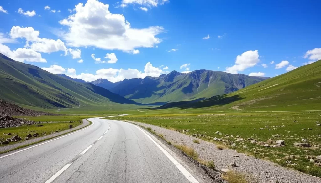 Image of the Pamir Highway during the summer season