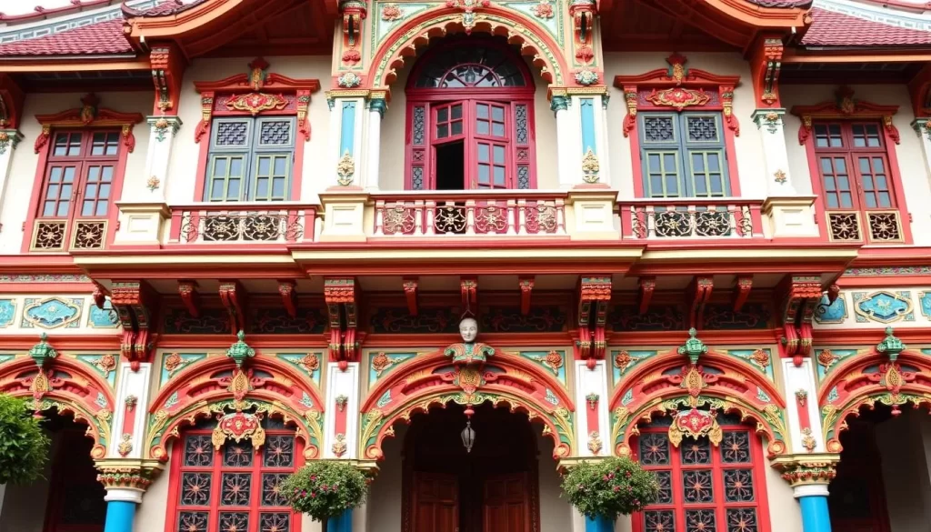 Image of the Pinang Peranakan Mansion's intricately designed facade
