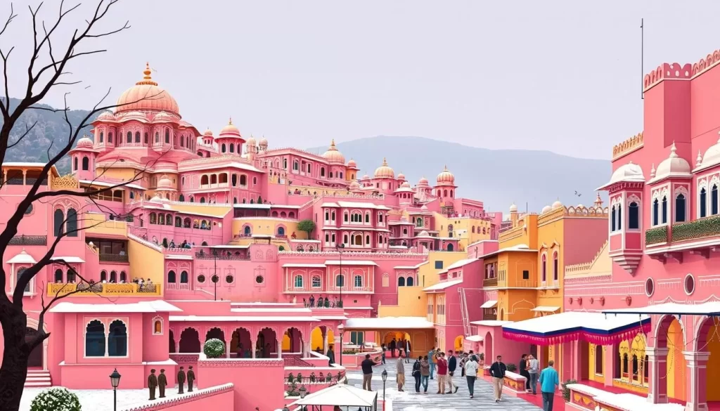 Image of the Pink City of Jaipur during winter