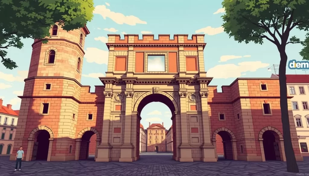 Image of the Porta Nigra gate in Trier, Germany, showcasing its Roman architecture